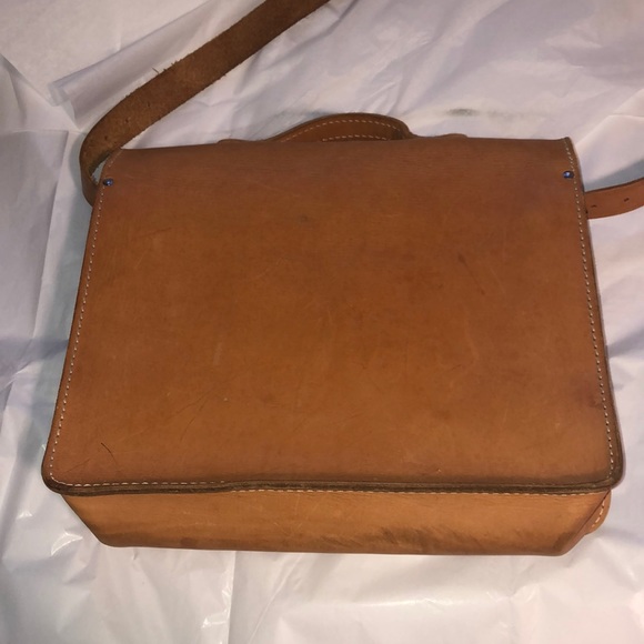 Vint belting saddle natural leather Messenger bag